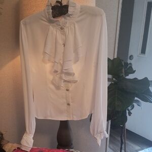 Elegant White Ruffled Women's Top